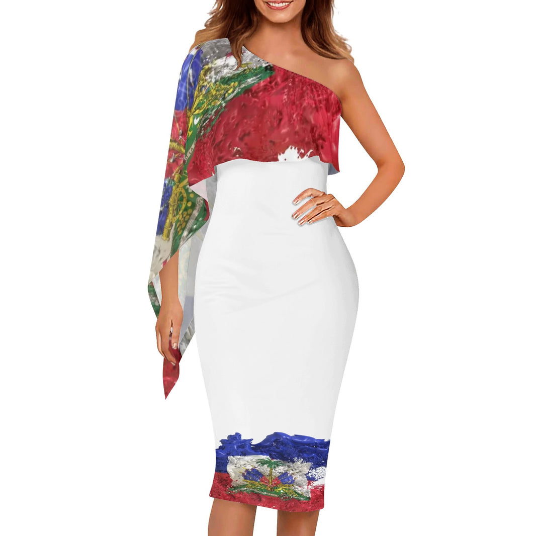 Womens One Shoulder Sleeve Evening Formal Dress